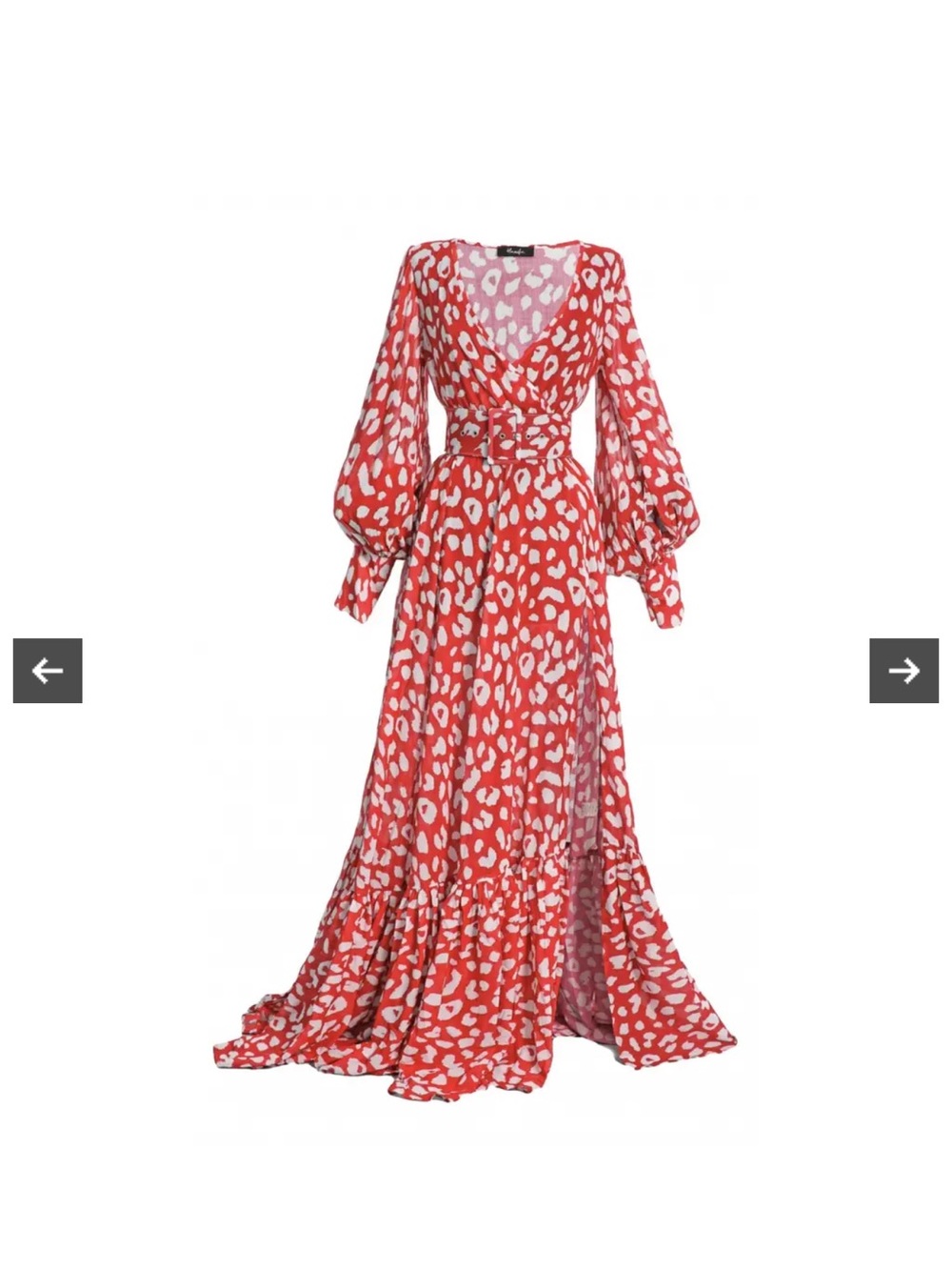 Hanifa Red and White Leopard Alia Print Maxi Dress